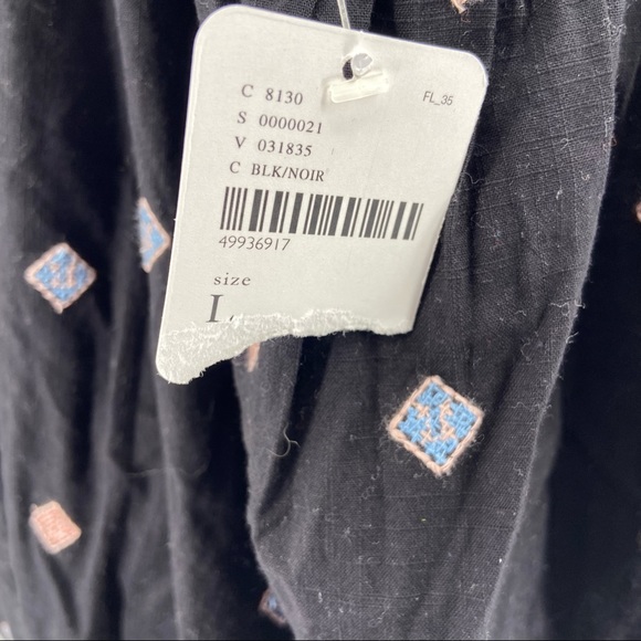 Free People Peasant Dress Embroidered Tie Waist Backless Off Shoulder Large - Picture 10 of 10